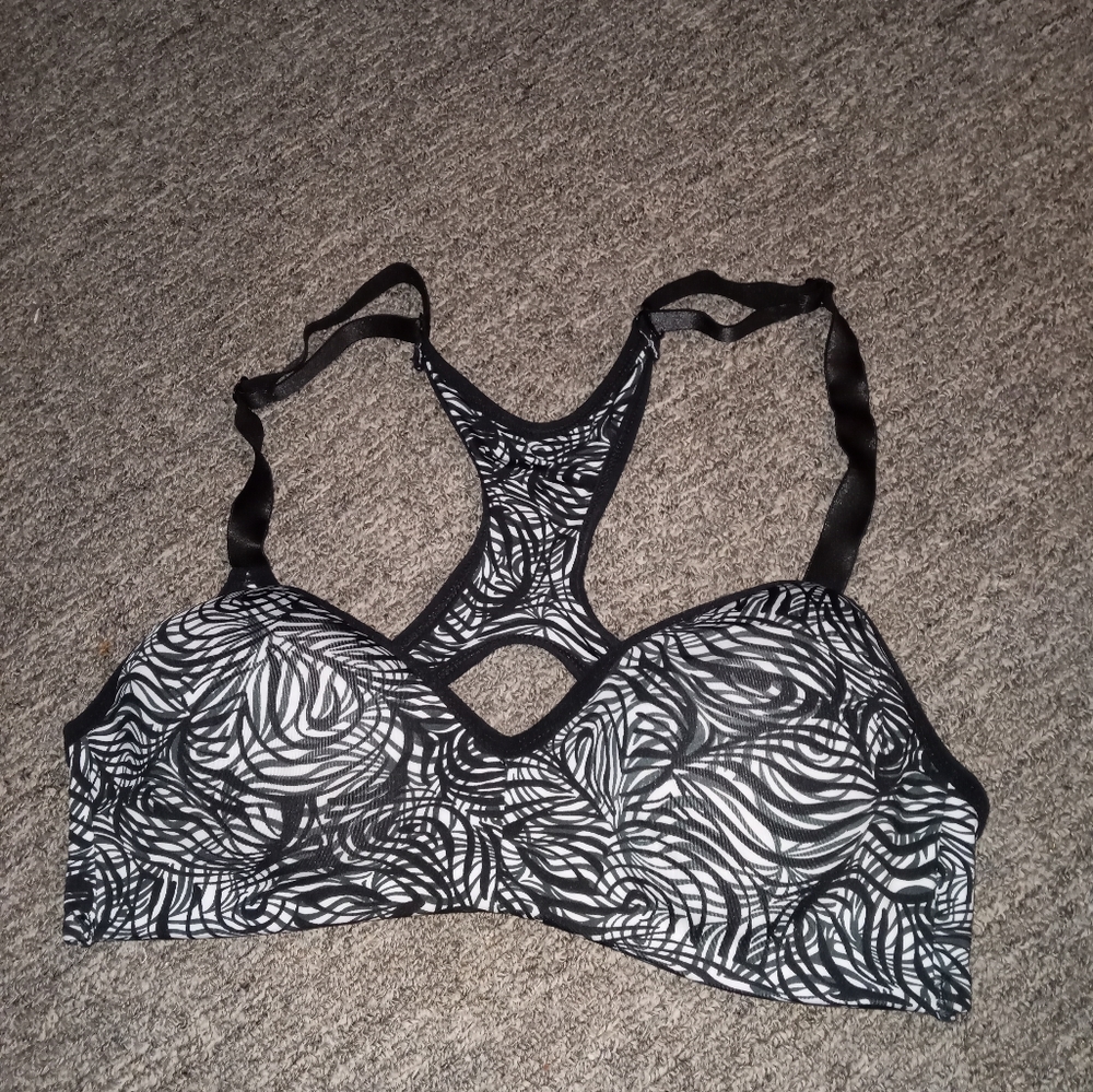 Black and white zebra animal print bra size large